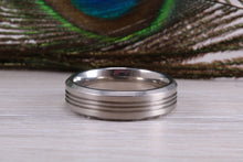 Load image into Gallery viewer, Titanium patterened band, light weight and very durable, choice of widths , perfect as wedding band or fashion ring