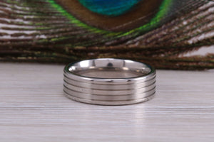 Titanium patterned finish band, light weight and very durable, choice of widths , perfect as wedding band or fashion ring