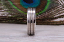 Load image into Gallery viewer, Titanium patterned finish band, light weight and very durable, choice of widths , perfect as wedding band or fashion ring