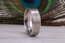 Load image into Gallery viewer, Titanium patterned finish band, light weight and very durable, choice of widths , perfect as wedding band or fashion ring