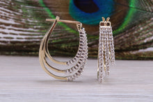 Load image into Gallery viewer, Diamond set Yellow Gold Dropper Earrings with Latch Back Fittings