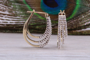 Diamond set Yellow Gold Dropper Earrings with Latch Back Fittings