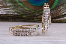 Load image into Gallery viewer, Diamond set Yellow Gold Dropper Earrings with Latch Back Fittings