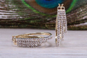 Diamond set Yellow Gold Dropper Earrings with Latch Back Fittings