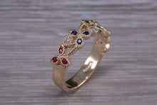Load image into Gallery viewer, Multi Gemstone Floral Designed Yellow Gold Ring