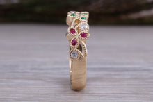 Load image into Gallery viewer, Multi Gemstone Floral Designed Yellow Gold Ring