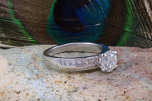 Load image into Gallery viewer, Gorgeous Charles and Colvard Mossainte with natural diamonds platinum engement ring,best Forever One grade Diamond