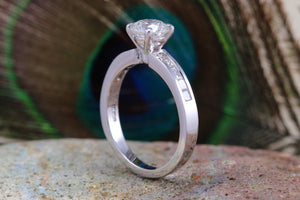 Gorgeous Charles and Colvard Mossainte with natural diamonds platinum engement ring,best Forever One grade Diamond