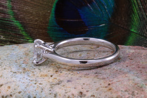Traditional Platinum 1.00ct Diamond Solitaire. Forever One grade Moissanite Engagement Ring, best grade Moissanite