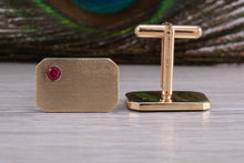Load image into Gallery viewer, Gents Gold Cufflinks, Heavy Solid Yellow Gold, Set With Your Choice of Gemstone