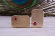 Load image into Gallery viewer, Gents Gold Cufflinks, Heavy Solid Yellow Gold, Set With Your Choice of Gemstone