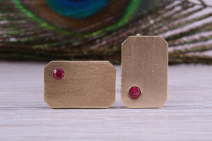 Gents Gold Cufflinks, Heavy Solid Yellow Gold, Set With Your Choice of Gemstone