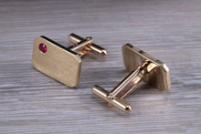 Load image into Gallery viewer, Gents Gold Cufflinks, Heavy Solid Yellow Gold, Set With Your Choice of Gemstone