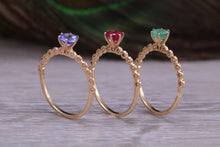 Load image into Gallery viewer, Dainty set of Three Tanzanite, Ruby and Emerald set Rings