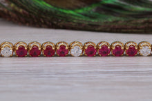 Load image into Gallery viewer, The Ultimate Ruby and Diamond set line bracelet, all natural non treated Rubies with D VVS1 grade natural diamonds set in 18ct yellow gold