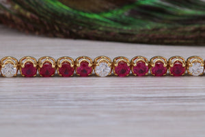 The Ultimate Ruby and Diamond set line bracelet, all natural non treated Rubies with D VVS1 grade natural diamonds set in 18ct yellow gold