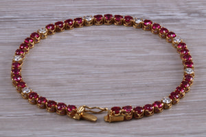 The Ultimate Ruby and Diamond set line bracelet, all natural non treated Rubies with D VVS1 grade natural diamonds set in 18ct yellow gold