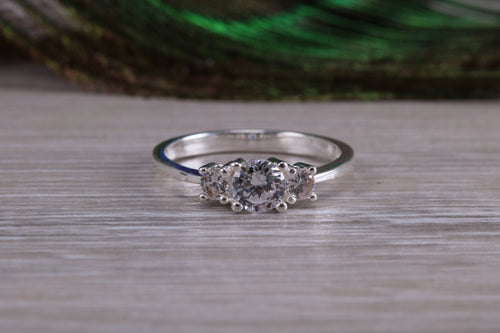 Sterling Silver Diamond Look Trilogy Ring