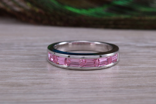 Ladies Sterling Silver Pink C Z set Ring