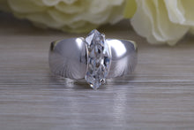 Load image into Gallery viewer, Sterling silver Marquise set dress ring, very unique design