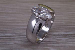 Sterling silver Marquise set dress ring, very unique design