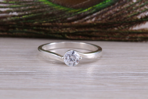 Silver C Z set Solitaire Ring