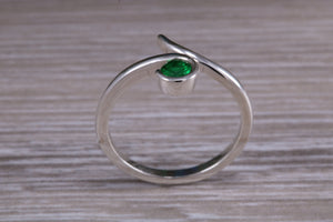 Sterling Silver Emerald C Z set Ring