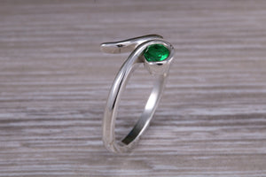 Sterling Silver Emerald C Z set Ring