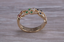 Load image into Gallery viewer, Multi Gemstone Floral Designed Yellow Gold Ring