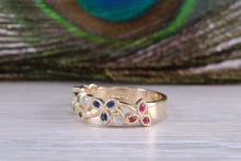 Load image into Gallery viewer, Multi Gemstone Floral Designed Yellow Gold Ring