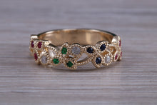 Load image into Gallery viewer, Multi Gemstone Floral Designed Yellow Gold Ring