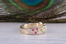 Load image into Gallery viewer, Multi Gemstone Floral Designed Yellow Gold Ring