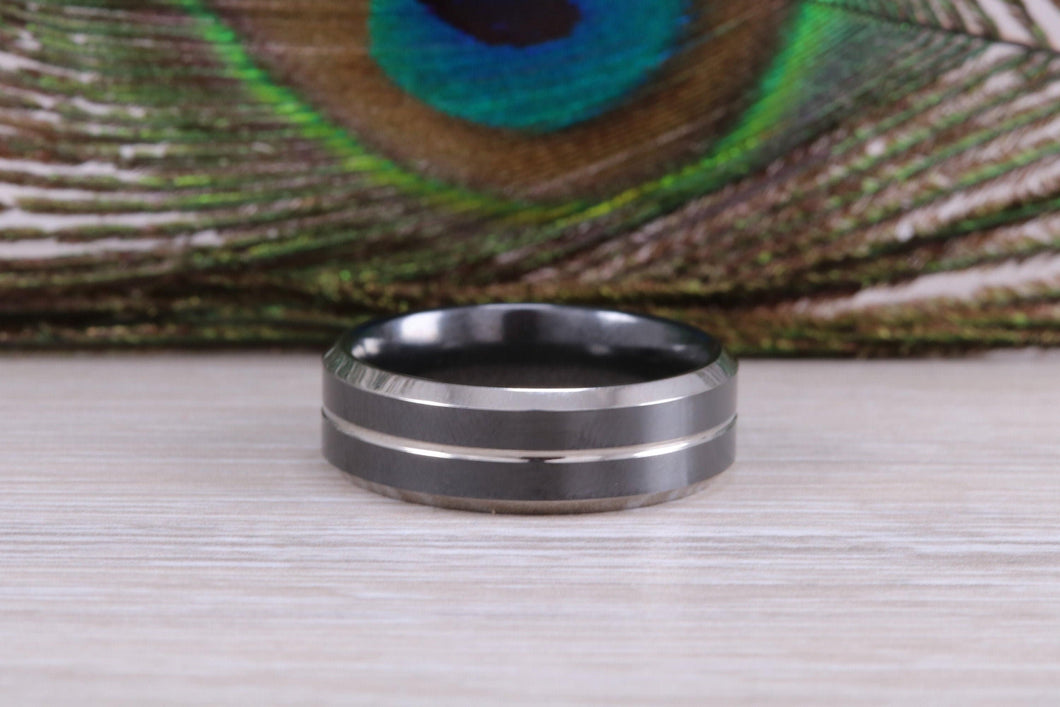 Titanium patterened hammered finish band, light weight and very durable, choice of widths , perfect as wedding band or fashion ring