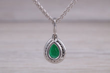 Load image into Gallery viewer, Emerald and Diamond Halo set 18ct White Gold Necklace