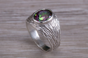 Silver Ring set with Natural Mystic Topaz. November birthstone,Sagittarius Zodiac Gemstone.Perfect birthday or Anniversary Gift.