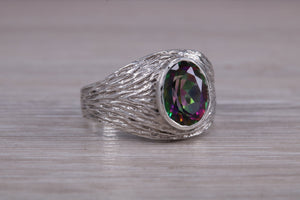 Silver Ring set with Natural Mystic Topaz. November birthstone,Sagittarius Zodiac Gemstone.Perfect birthday or Anniversary Gift.