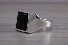 Load image into Gallery viewer, Large Chunky Natural Black Onyx set Ring
