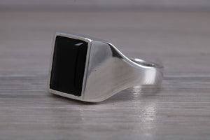 Large Chunky Natural Black Onyx set Ring