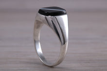 Load image into Gallery viewer, Natural Black Onyx and Mother of Pearl set Signet Ring