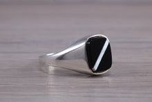 Load image into Gallery viewer, Natural Black Onyx and Mother of Pearl set Signet Ring