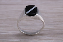 Load image into Gallery viewer, Natural Black Onyx and Mother of Pearl set Signet Ring
