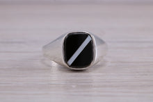 Load image into Gallery viewer, Natural Black Onyx and Mother of Pearl set Signet Ring