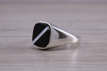 Load image into Gallery viewer, Natural Black Onyx and Mother of Pearl set Signet Ring