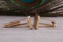 Load image into Gallery viewer, Gents Gold Cufflinks, Heavy Solid Yellow Gold, Set With Your Choice of Gemstone