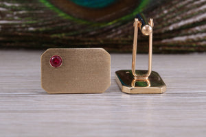 Gents Gold Cufflinks, Heavy Solid Yellow Gold, Set With Your Choice of Gemstone