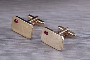 Gents Gold Cufflinks, Heavy Solid Yellow Gold, Set With Your Choice of Gemstone