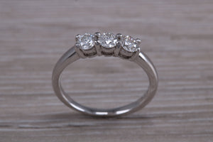 Traditional Diamond set Trilogy Ring in 18ct Yellow Gold or Platinum