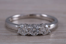 Load image into Gallery viewer, Traditional Diamond set Trilogy Ring in 18ct Yellow Gold or Platinum