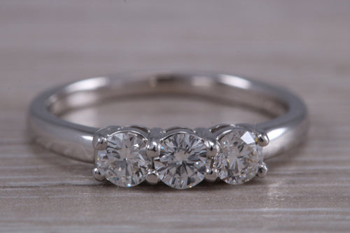 Traditional Diamond set Trilogy Ring in 18ct Yellow Gold or Platinum