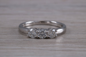 Traditional Diamond set Trilogy Ring in 18ct Yellow Gold or Platinum